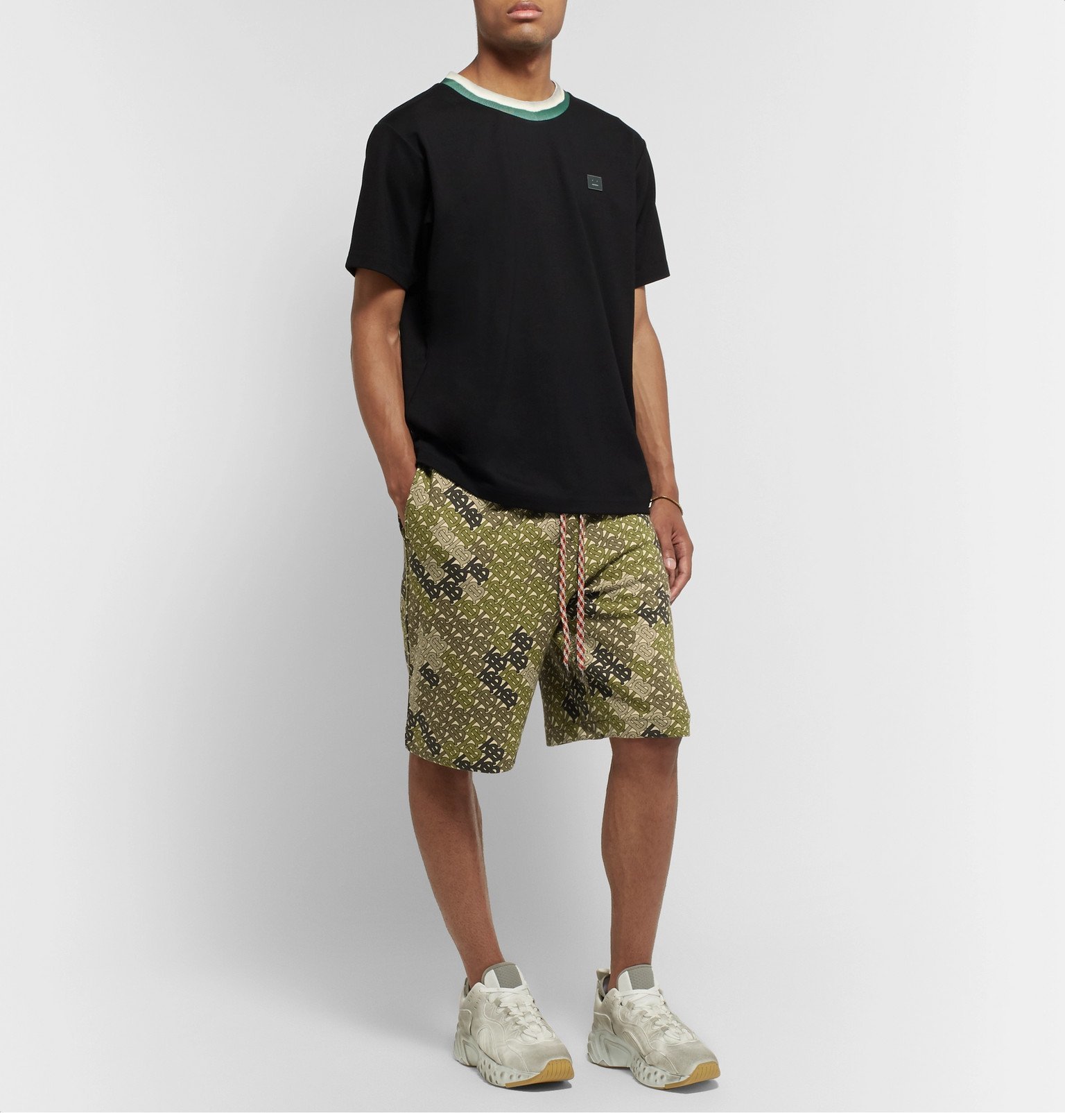 Burberry - Logo-Print Cotton-Jersey Drawstring Shorts - Green Burberry