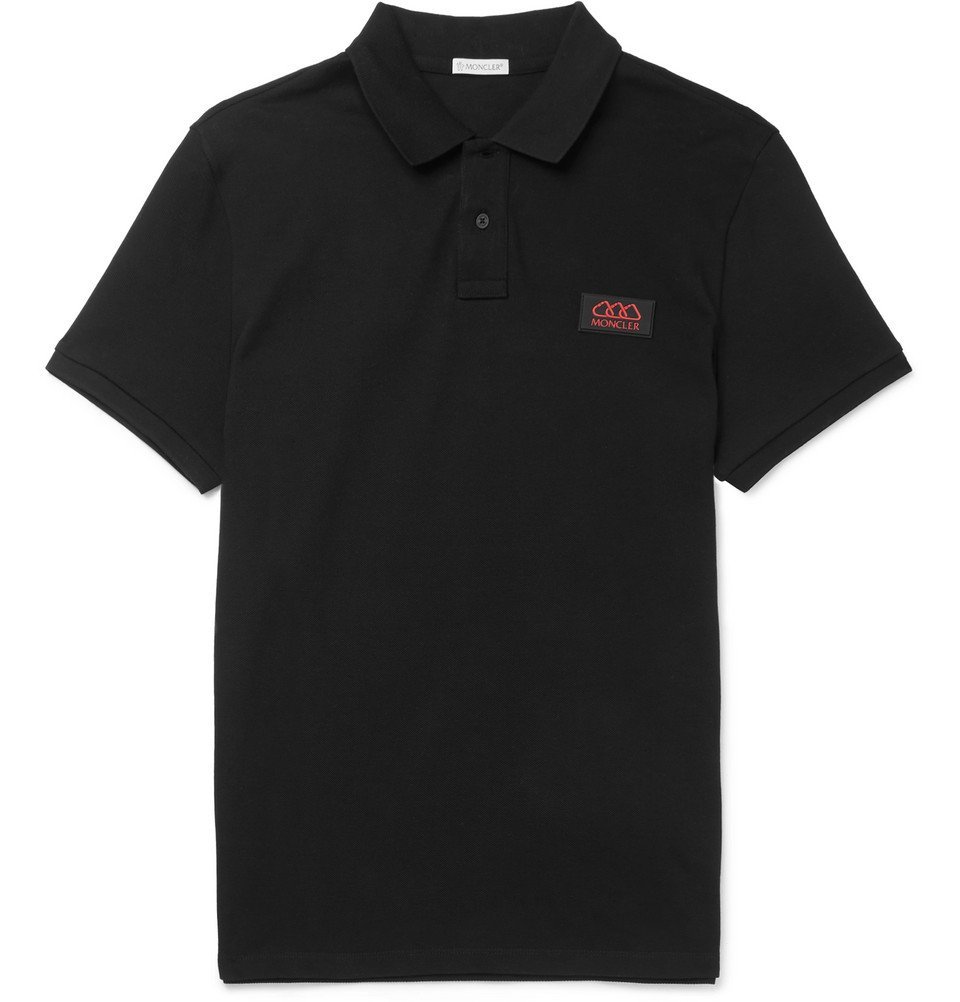 Moncler - Slim-Fit Logo-Appliquéd Cotton-Piqué Polo Shirt - Black Moncler