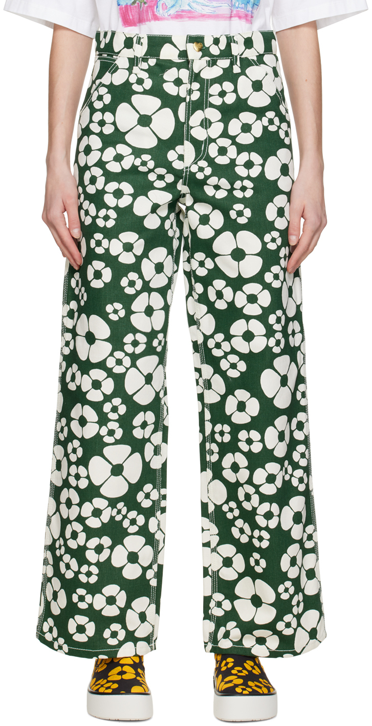 Marni Green Carhartt Edition Floral Trousers Marni