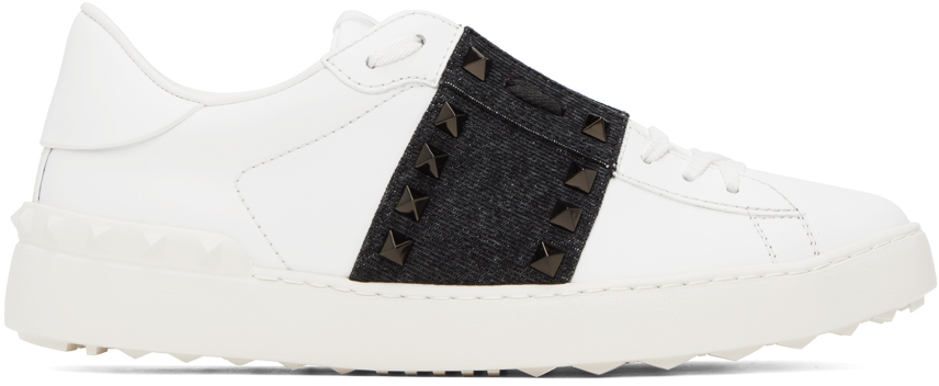 Rockstud Untitled White Calfskin Gold Embellishments