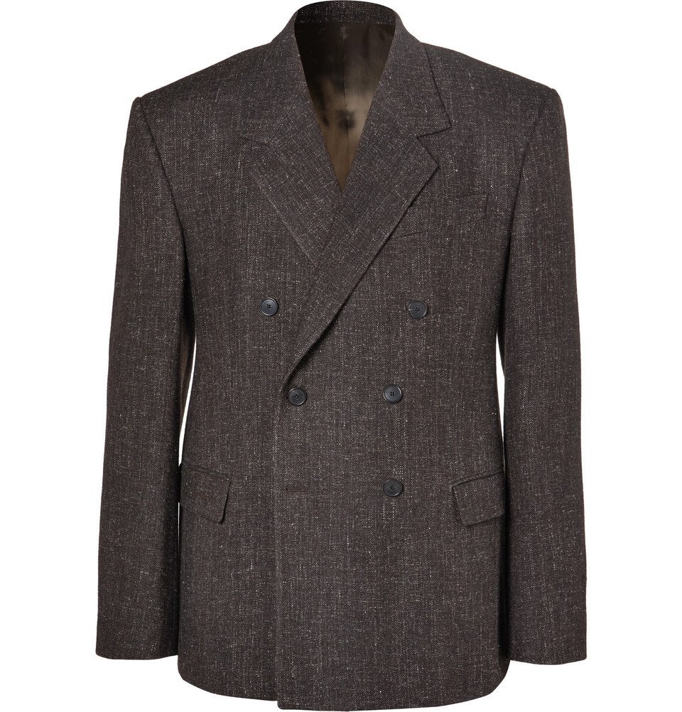 Balenciaga - Brown Double-Breasted Wool-Blend Tweed Blazer - Men ...