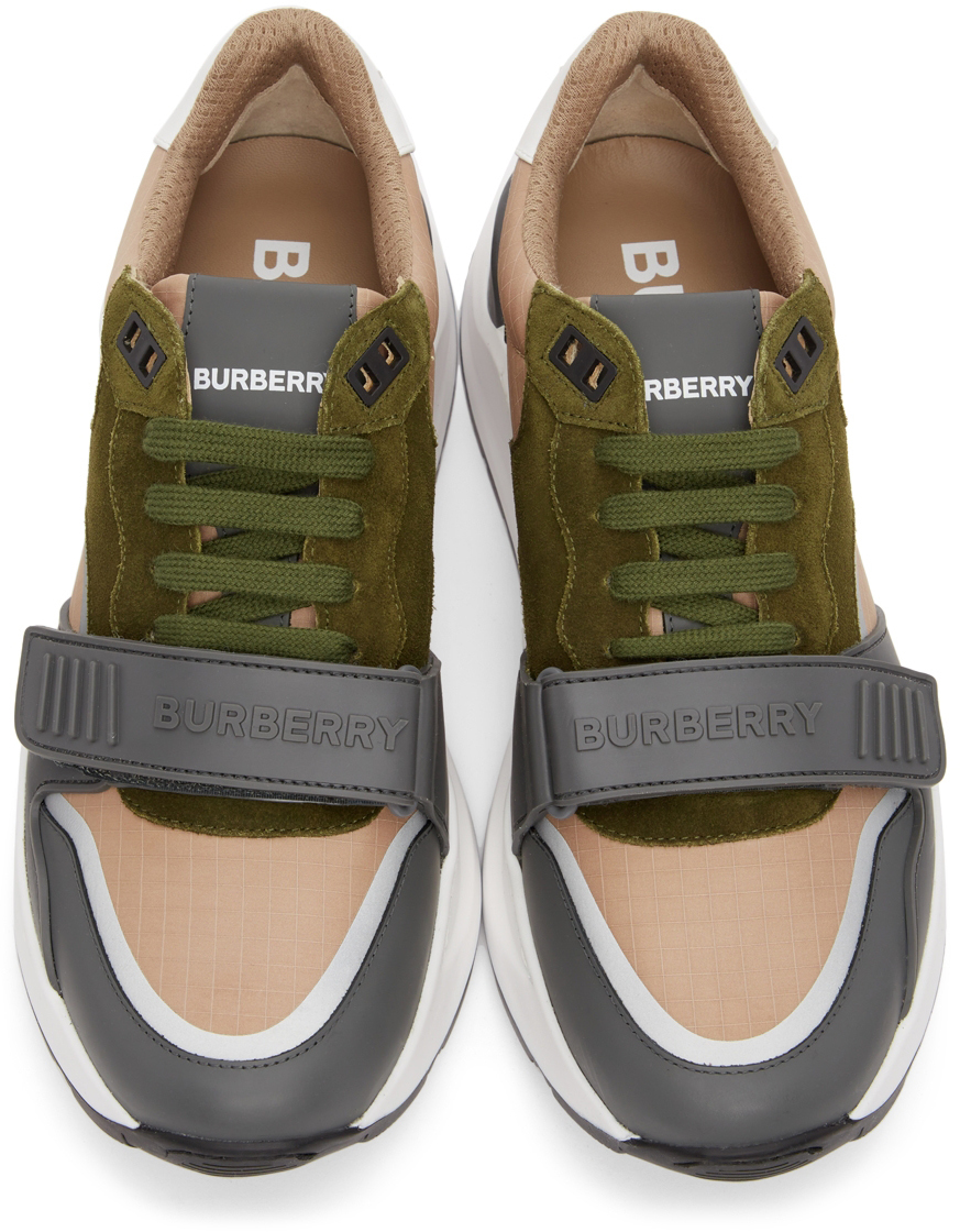 Burberry Green & Beige Ramsey Sneakers Burberry