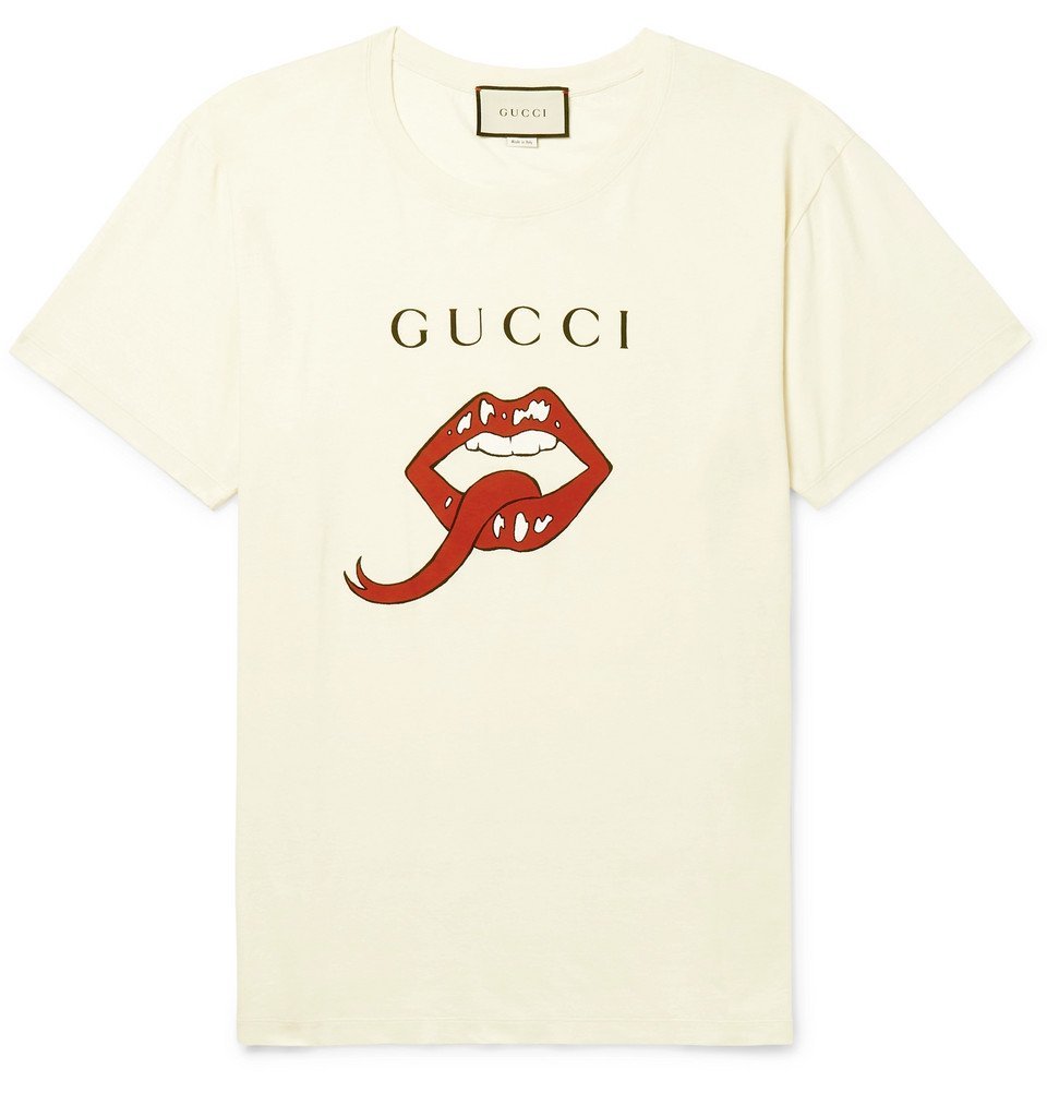 Fjendtlig Menneskelige race svamp Gucci - Printed Cotton-Jersey T-Shirt - Men - White Gucci