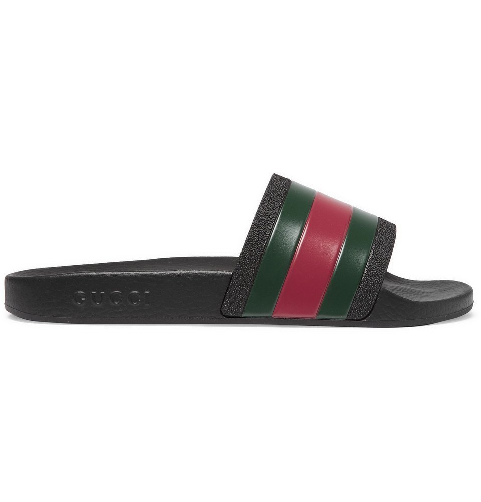 striped gucci slides