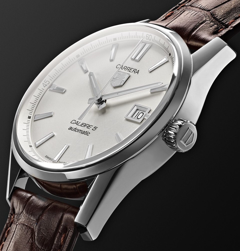 tag heuer carrera automatic 39mm steel and alligator watch