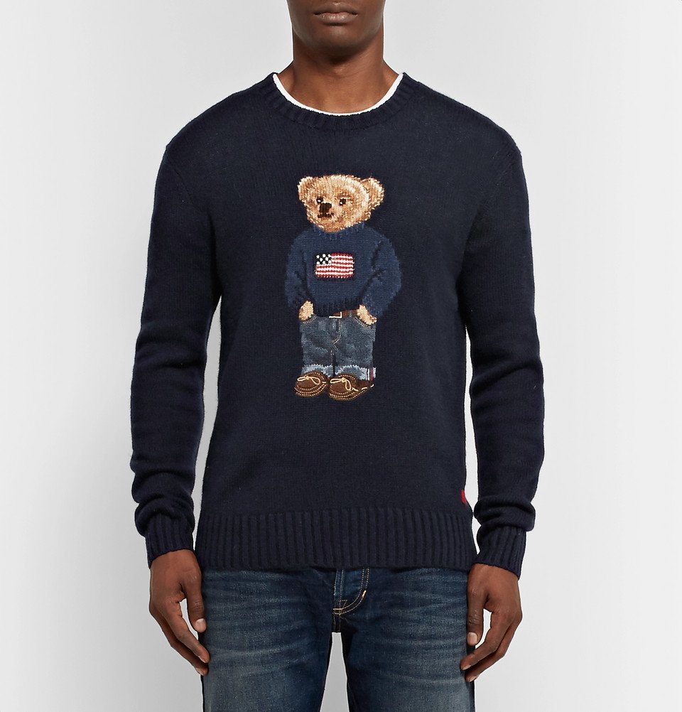 Ralph Lauren Purple Label - Bear-Intarsia Cashmere Sweater - Men - Navy Ralph  Lauren Purple Label