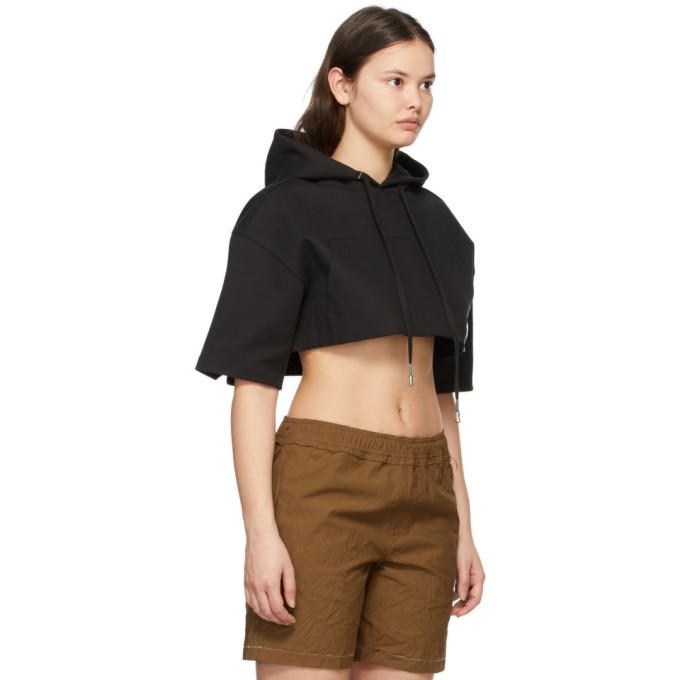 ADER error Black Cropped Short Sleeve Hoodie ADER error