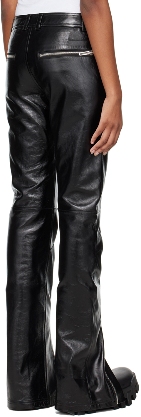 032c Black Spoil Zip Leather Trousers