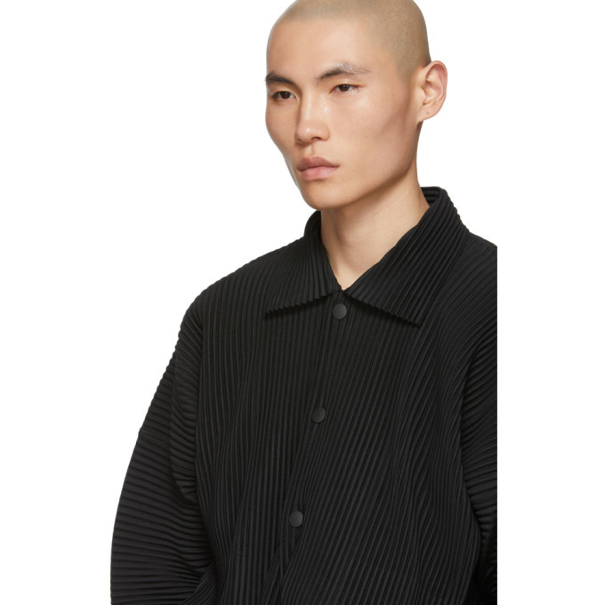 Homme Plisse Issey Miyake Black Pleated Coach Jacket Homme Plisse