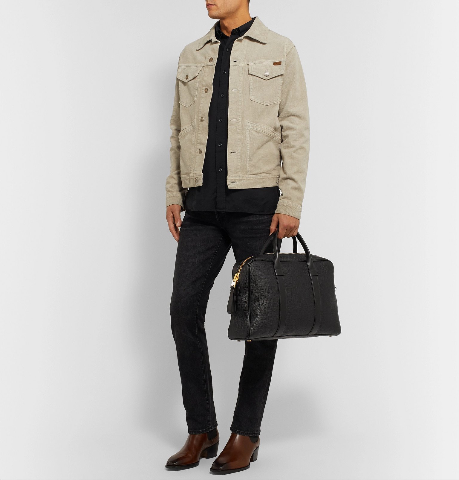 TOM FORD - Full-Grain Leather Briefcase - Black TOM FORD