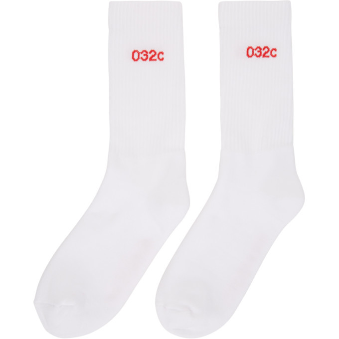 032c White and Red Remove Before Sex Socks