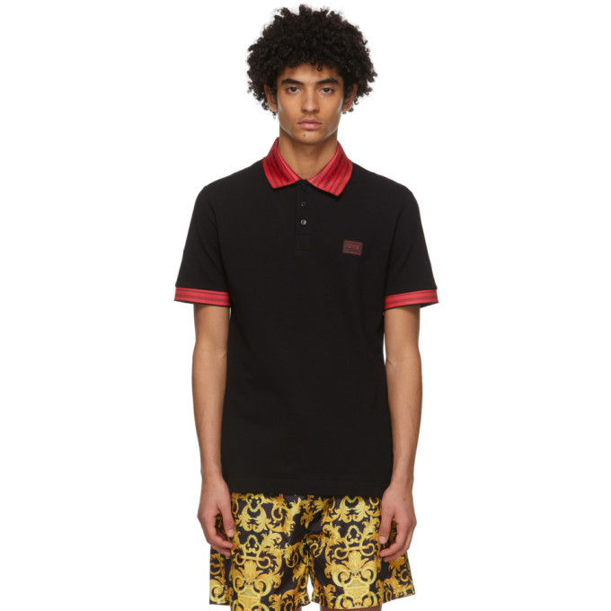 groot Prematuur vervangen Versace Jeans Couture Black and Red Logo Polo Versace