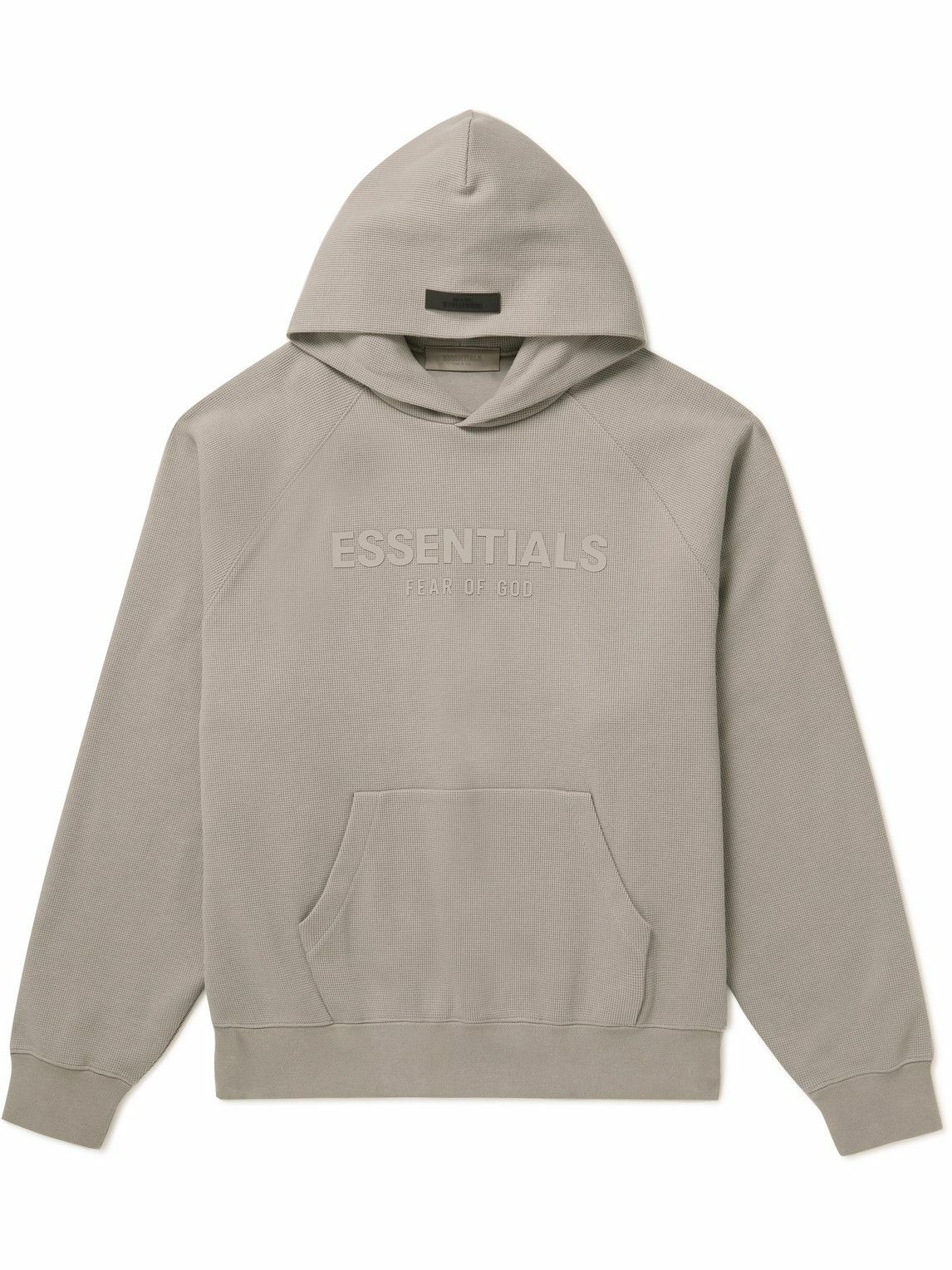 FEAR OF GOD ESSENTIALS - Logo-Appliquéd Waffle-Knit Cotton-Blend Hoodie ...