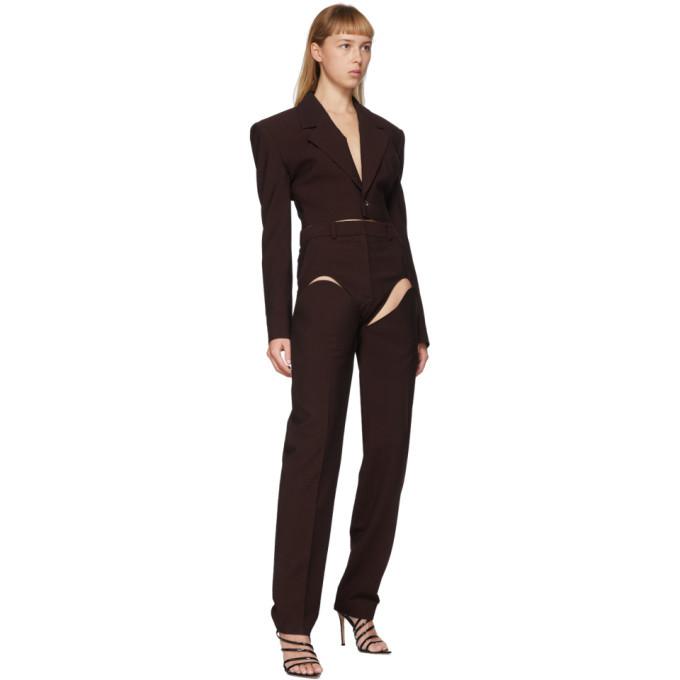 Y/Project Burgundy Cut-Out Trousers Y 