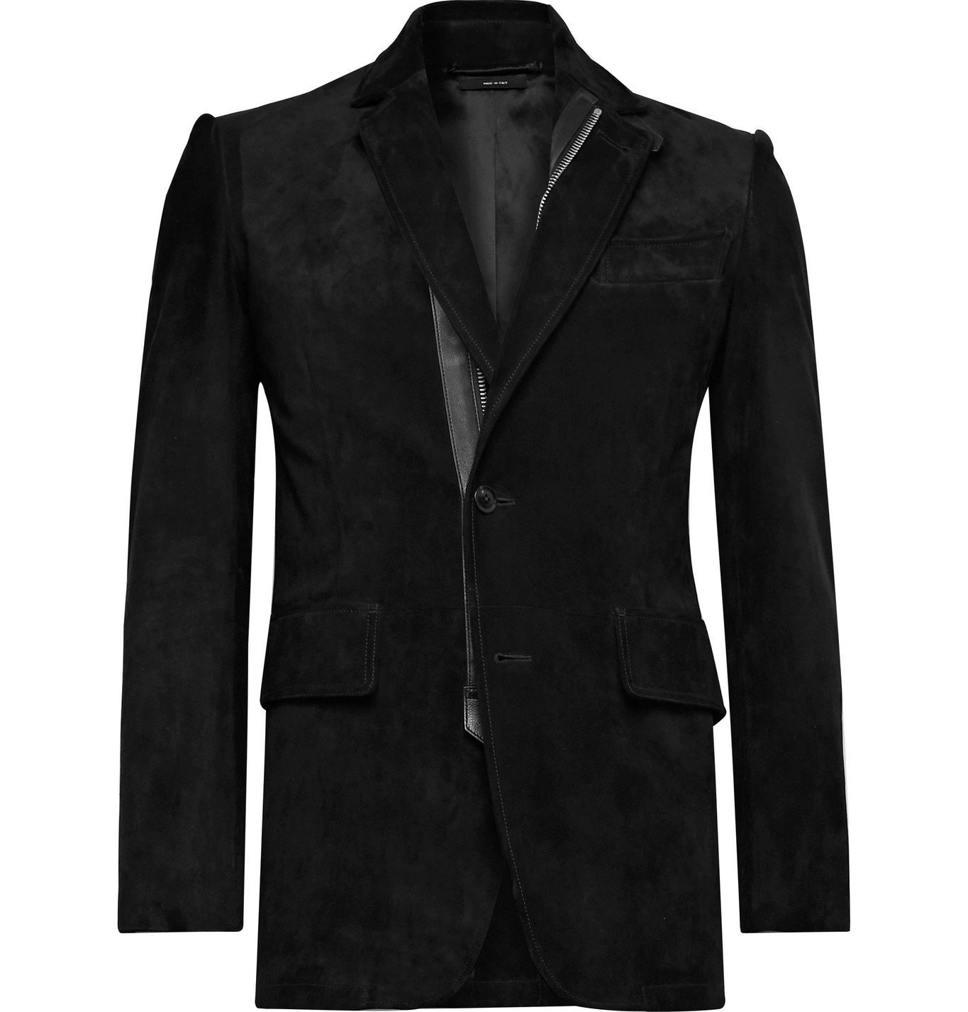 TOM FORD - Slim-Fit Leather-Trimmed Suede Jacket - Black TOM FORD