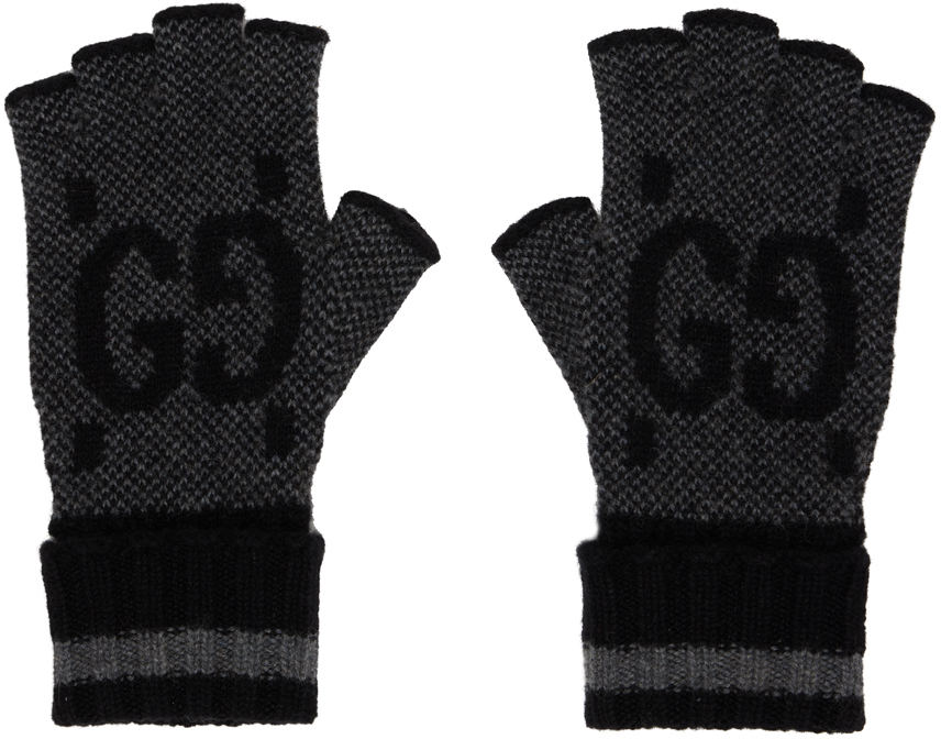 Gucci Black GG Fingerless Gloves Gucci
