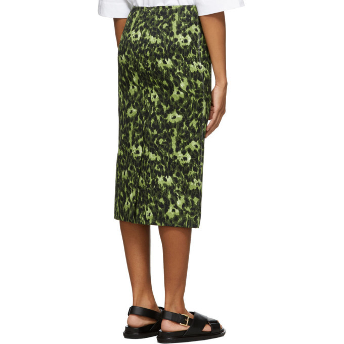 Marni Green Camouflage Cheetah Print Skirt Marni