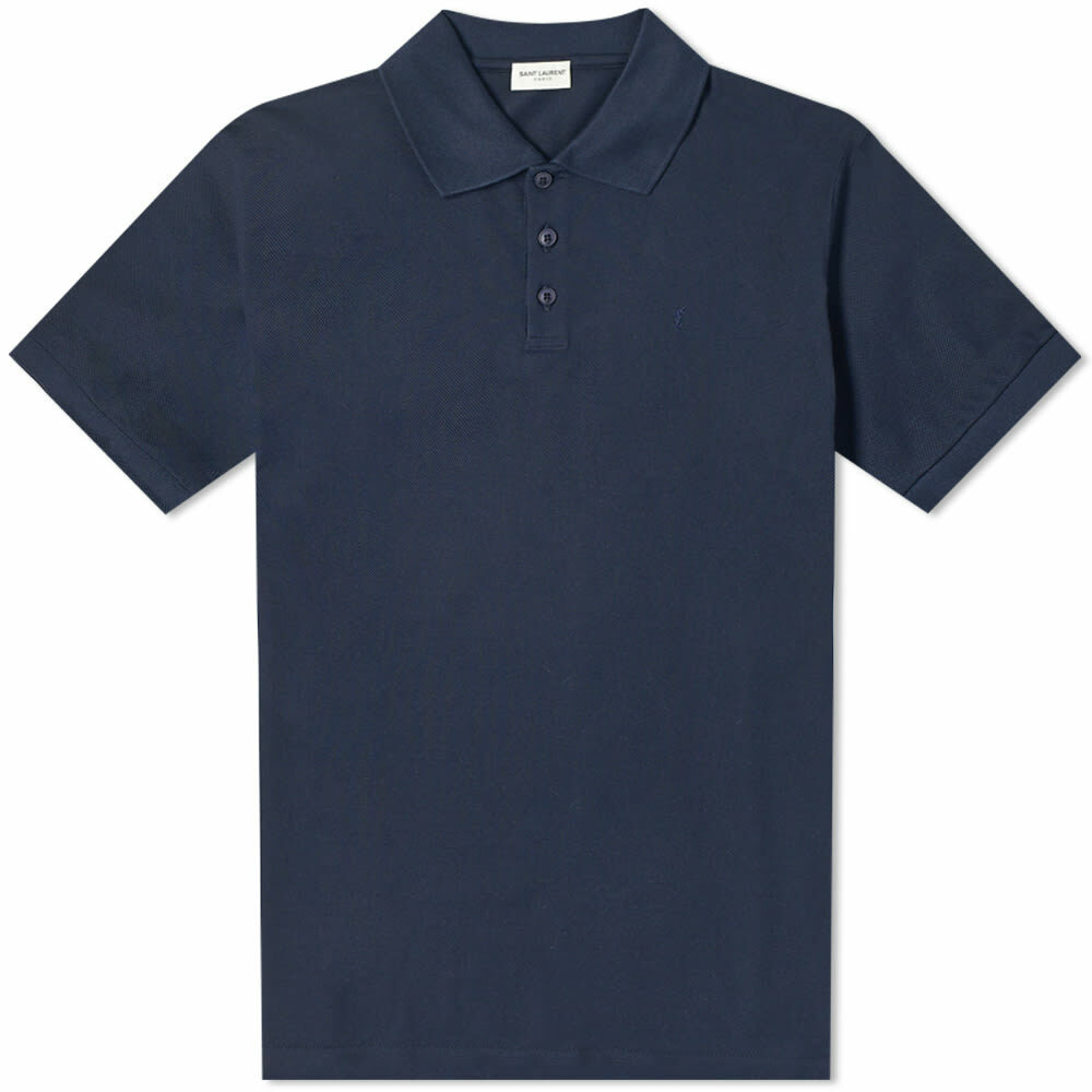 Saint Laurent Men's Classic YSL Polo Shirt in Navy Saint Laurent