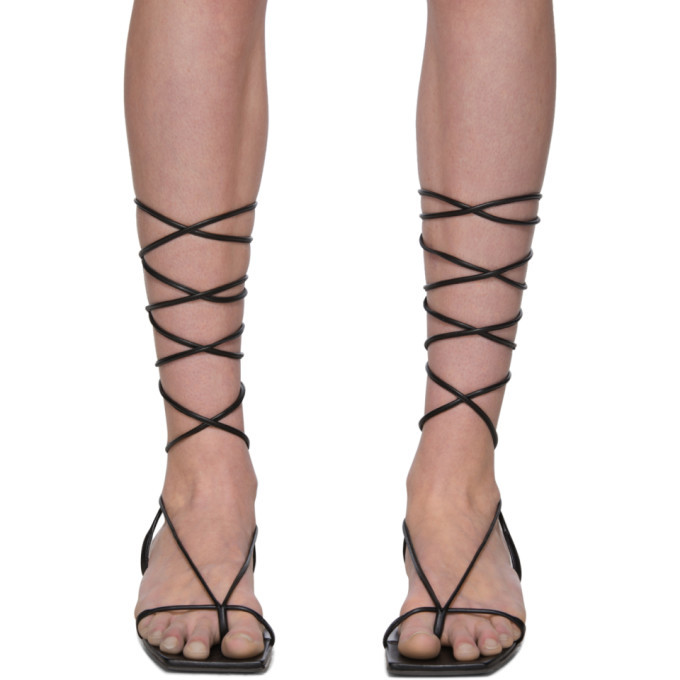 Versace Black Leather Strap Flat Sandals Versace