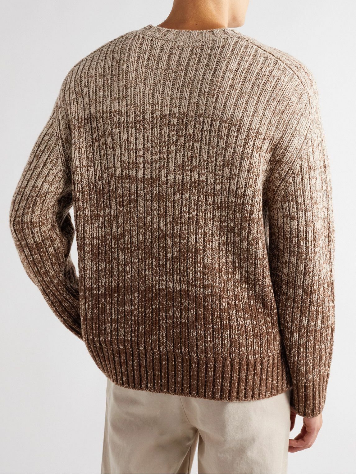 Mr P. - Dégradé Crocheted Cashmere and Wool-Blend Sweater - Brown Mr P.