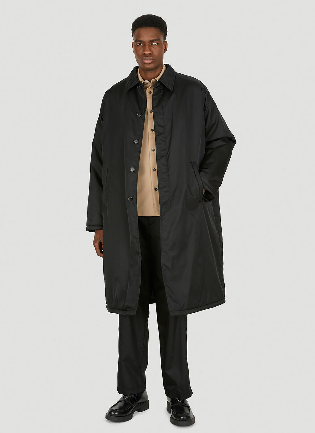 Re-Nylon Car Coat in Black Prada