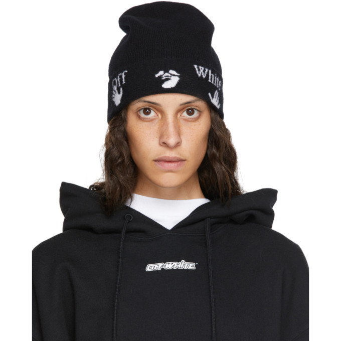 off white logo beanie