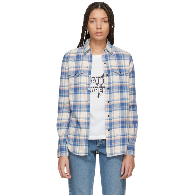 saint laurent blue flannel