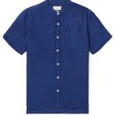 Oliver Spencer - Grandad-Collar Linen Shirt - Blue
