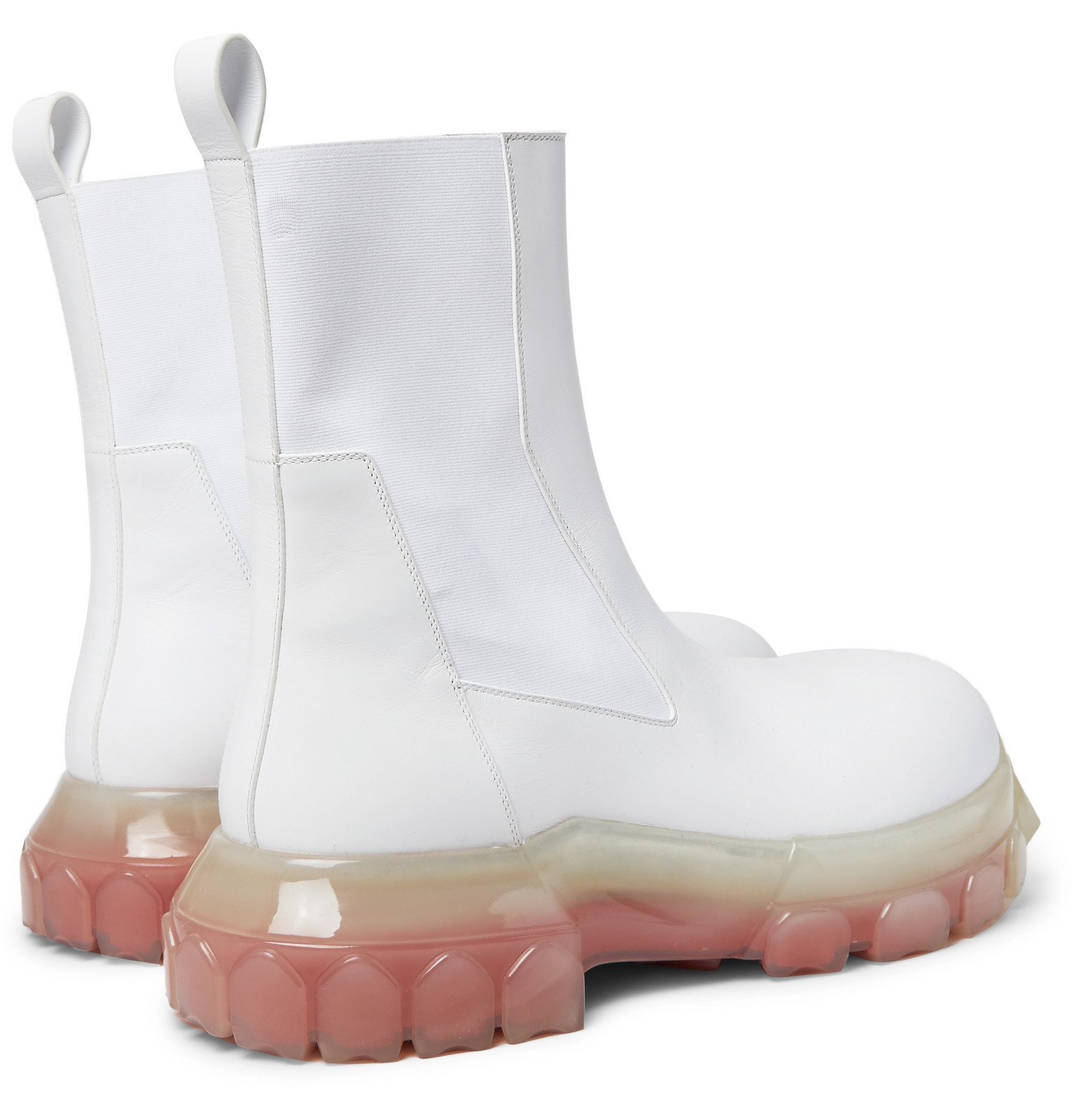 Rick Owens - Mega Bozo Tractor Beetle Leather Boots - White Rick Owens