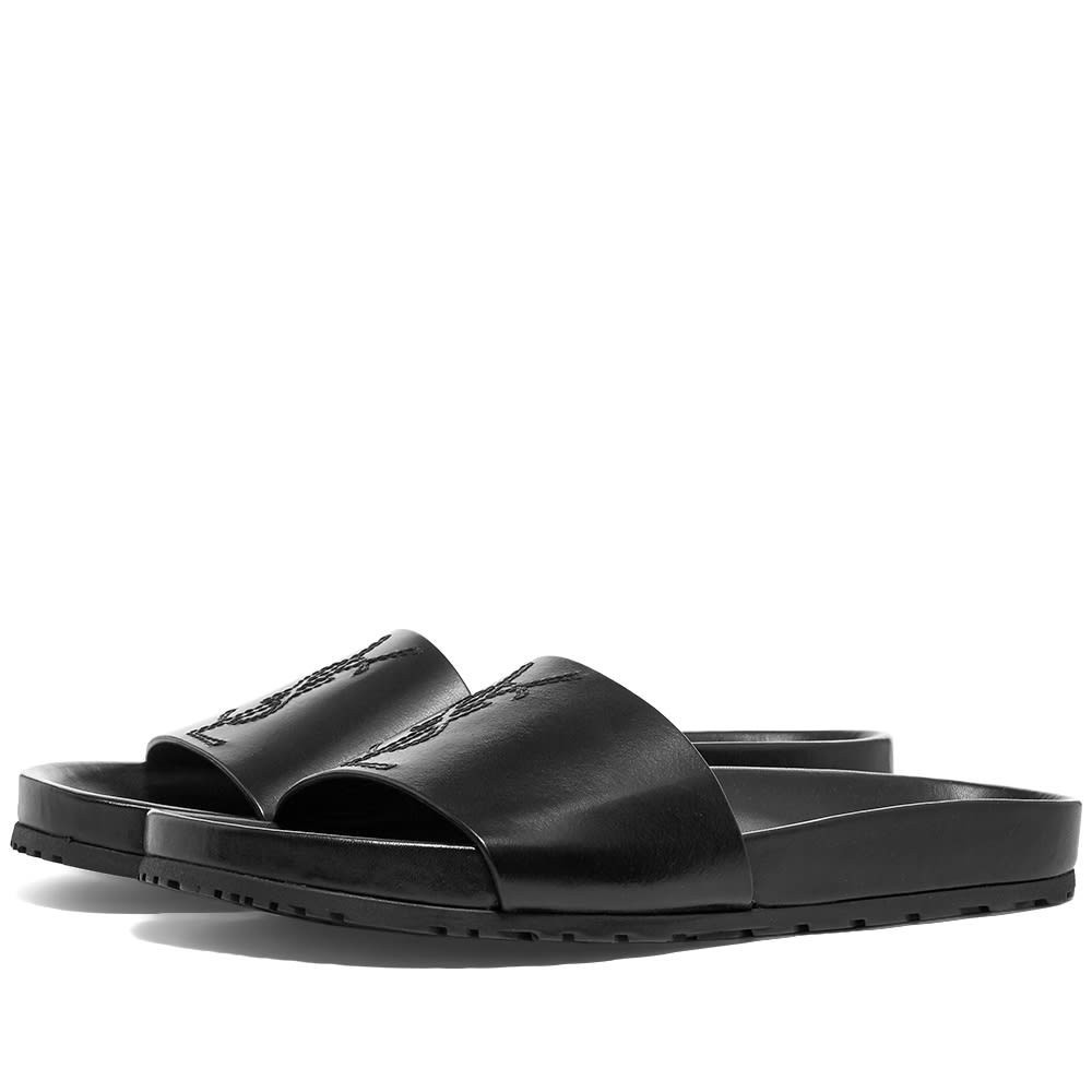 Saint Laurent Jimmy Logo Leather Slide Saint Laurent