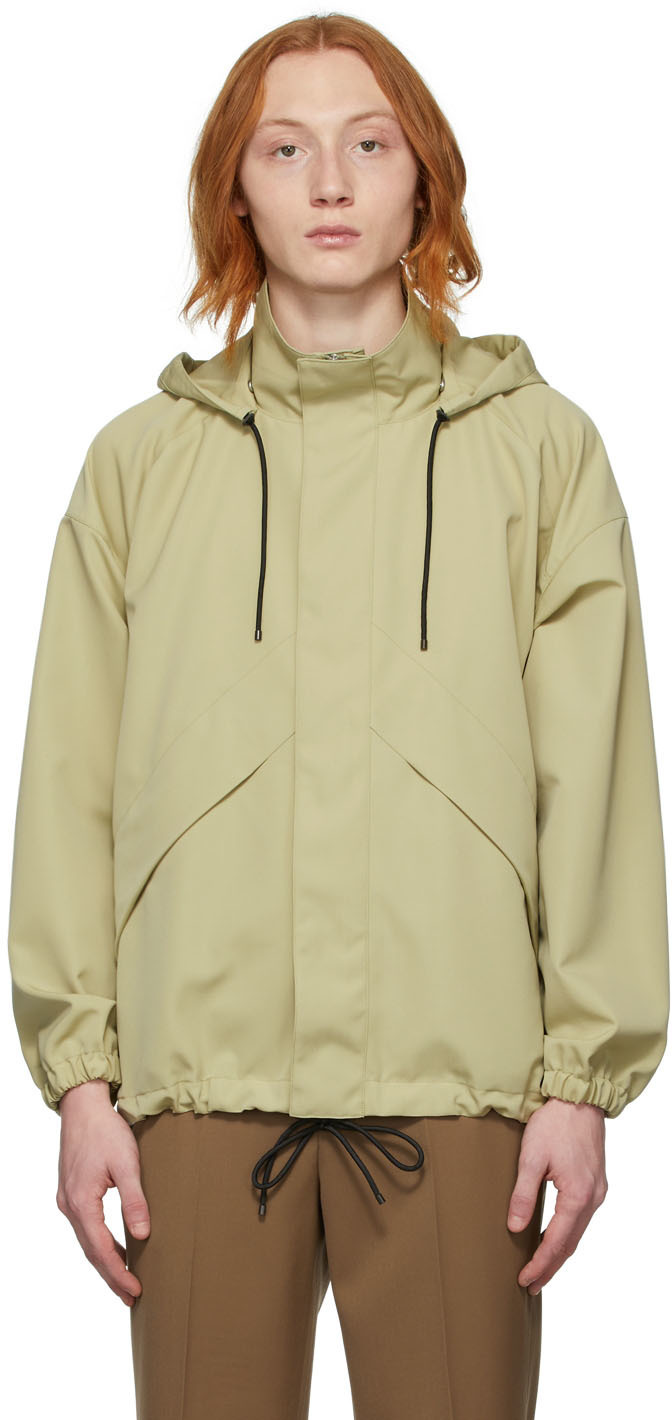 AURALEE Khaki Wool Max Canvas Hooded Jacket Auralee