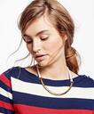 Brooks Brothers Women's Leather and Hammered Gold Choker