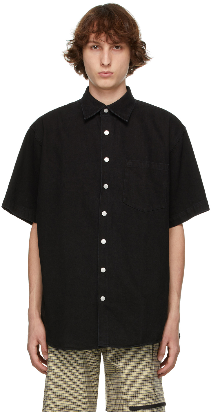Schnayderman's Black Denim Oversized Short Sleeve Shirt Schnaydermans