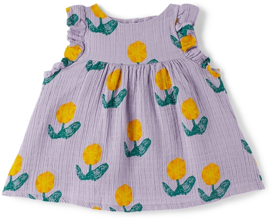 Bobo Choses Baby Purple Wallflower All-Over Dress