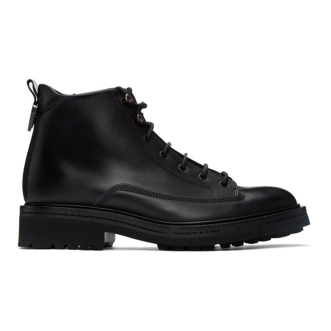 Hugo Black Leather Land Boots Hugo Boss