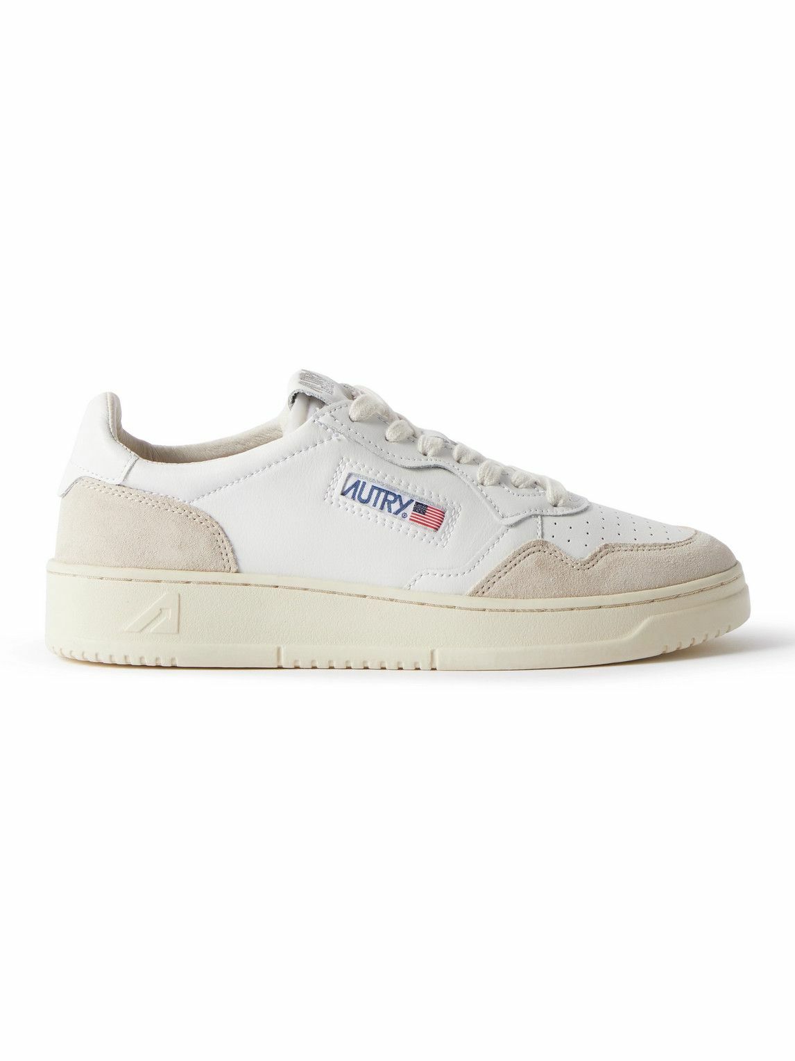 Autry - Medalist Two-Tone Suede-Trimmed Leather Sneakers - White Autry