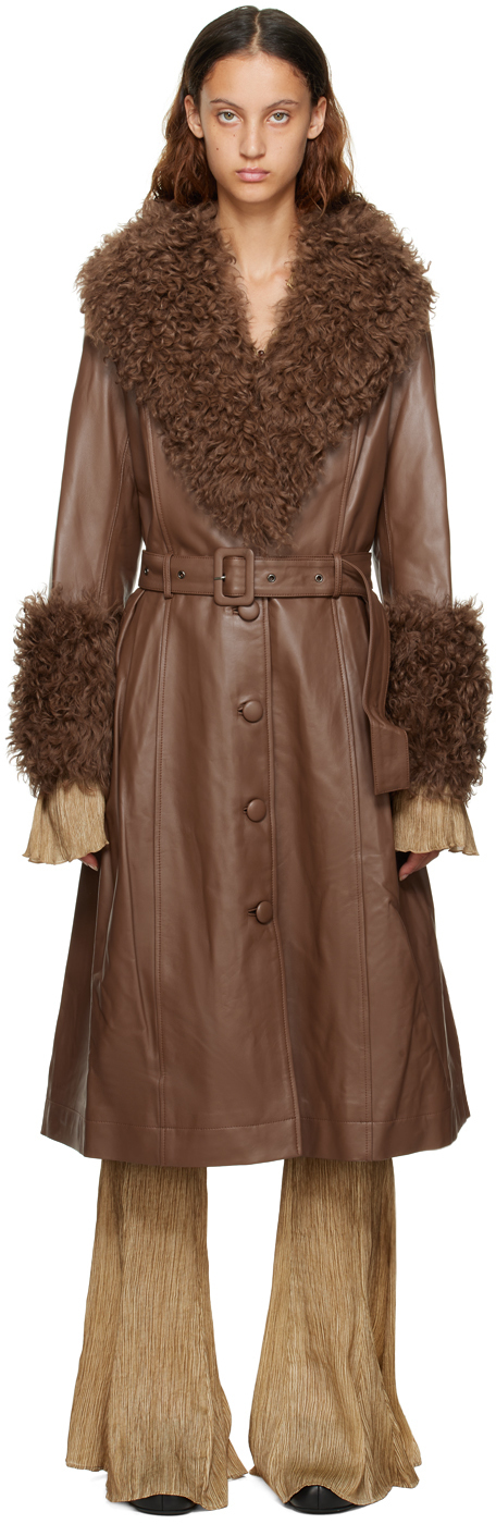 Saks Potts Brown Foxy Leather Coat Saks Potts