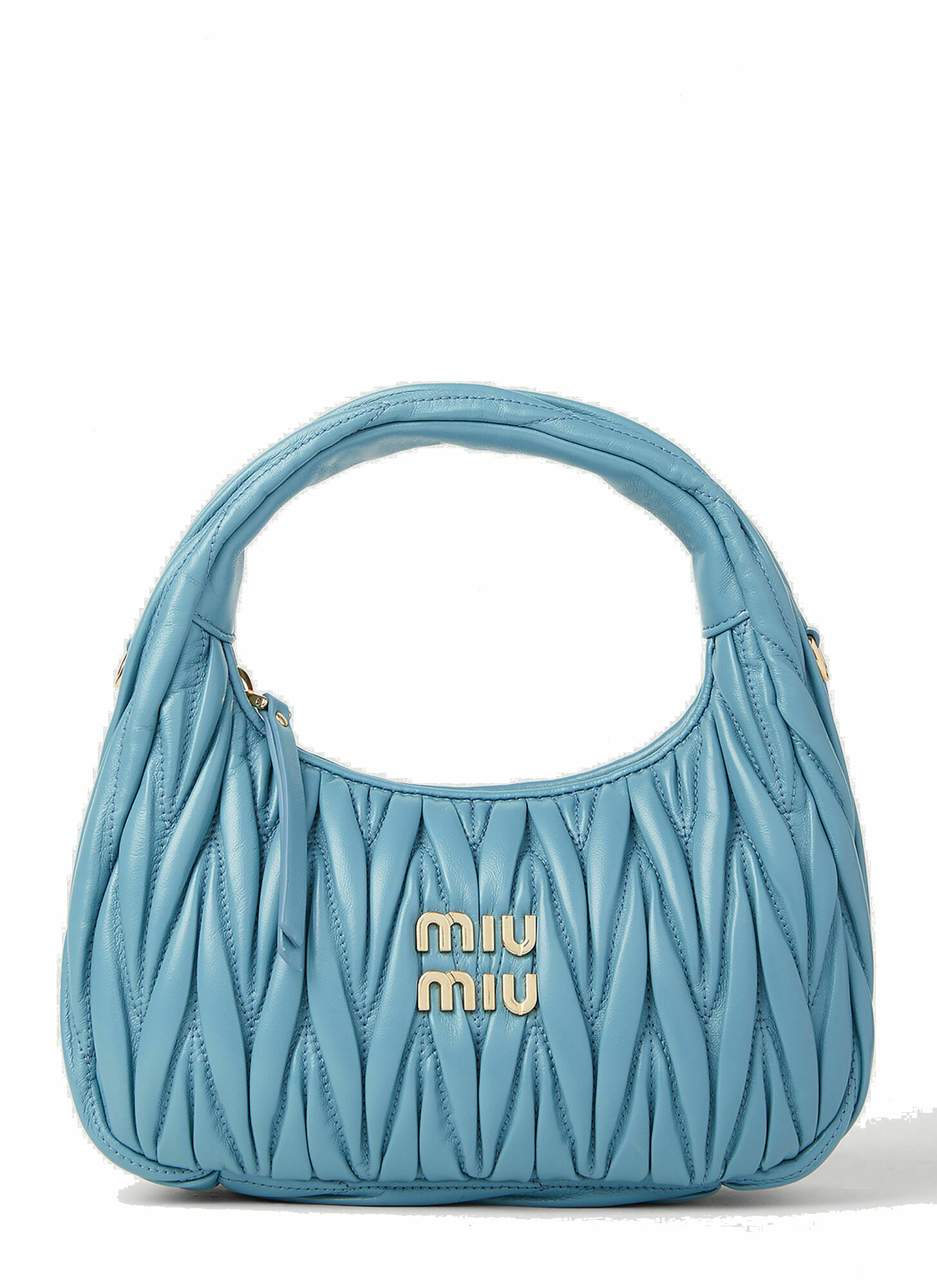 Miu Miu - Wander Matelassé Hobo Bag in Blue Miu Miu