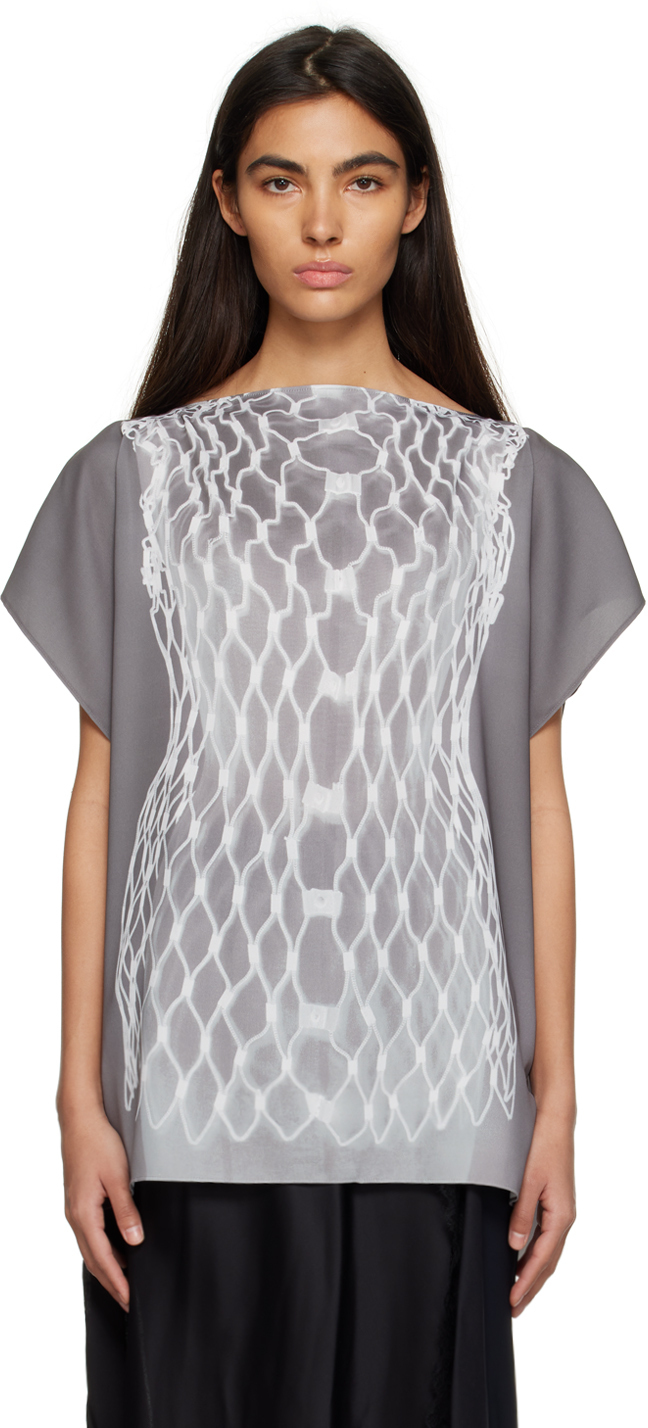 MM6 Maison Margiela Gray Oversized Blouse MM6 Maison Margiela