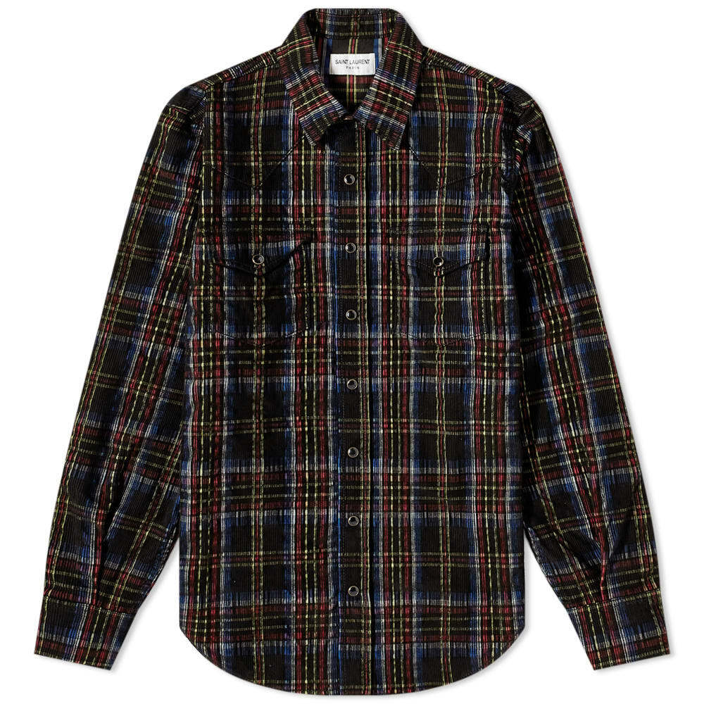 Saint Laurent Men's Classic Western Check Shirt in Multi Saint Laurent