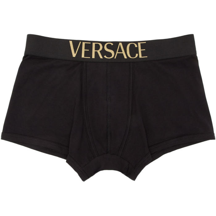 Versace Underwear Black Low-Rise Logo Boxer Briefs Versace Underwear