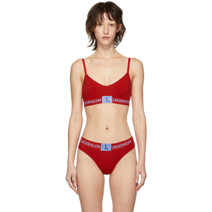 Calvin Klein Red Monogram Triangle Bra Klein Underwear