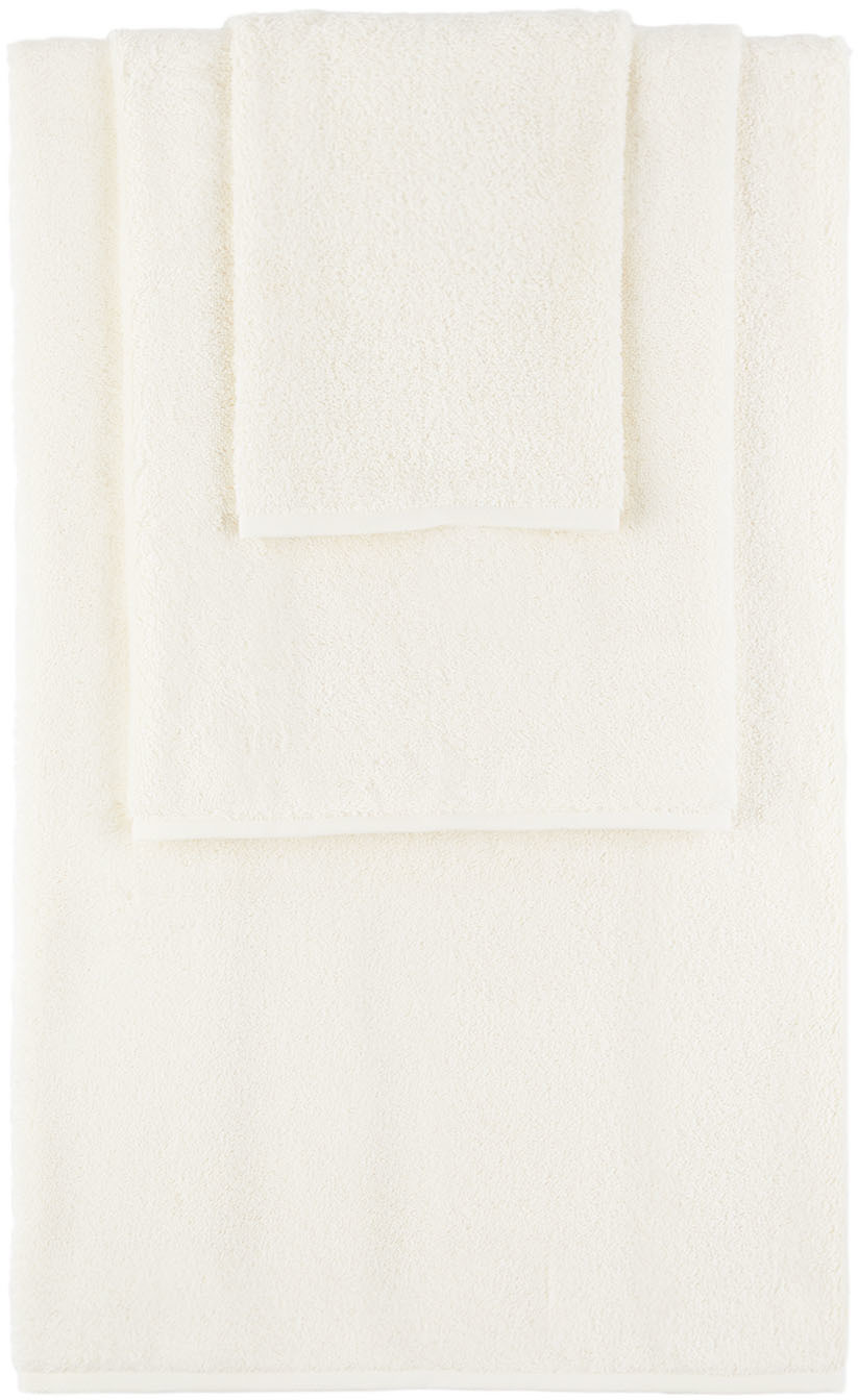 Tekla OffWhite Solid ThreePiece Towel Set Tekla Fabrics