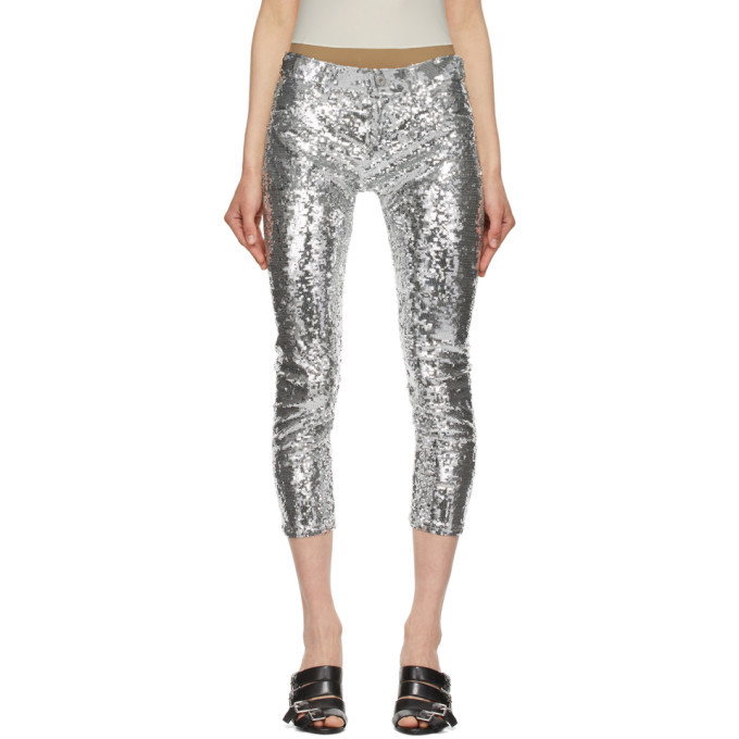 Junya Watanabe Silver Sequin Cropped Trousers Junya Watanabe