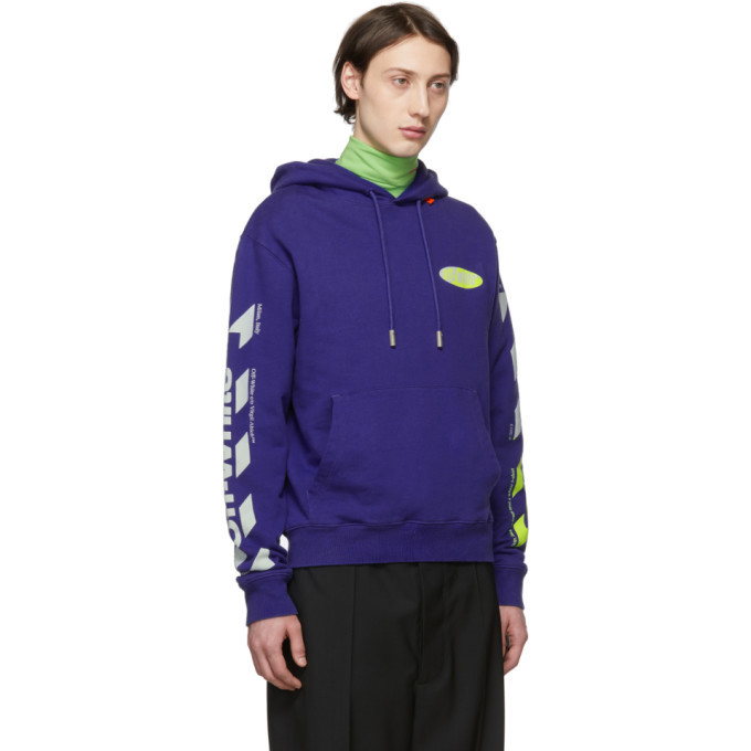 Blue and Yellow Diag Logo Hoodie Off-White