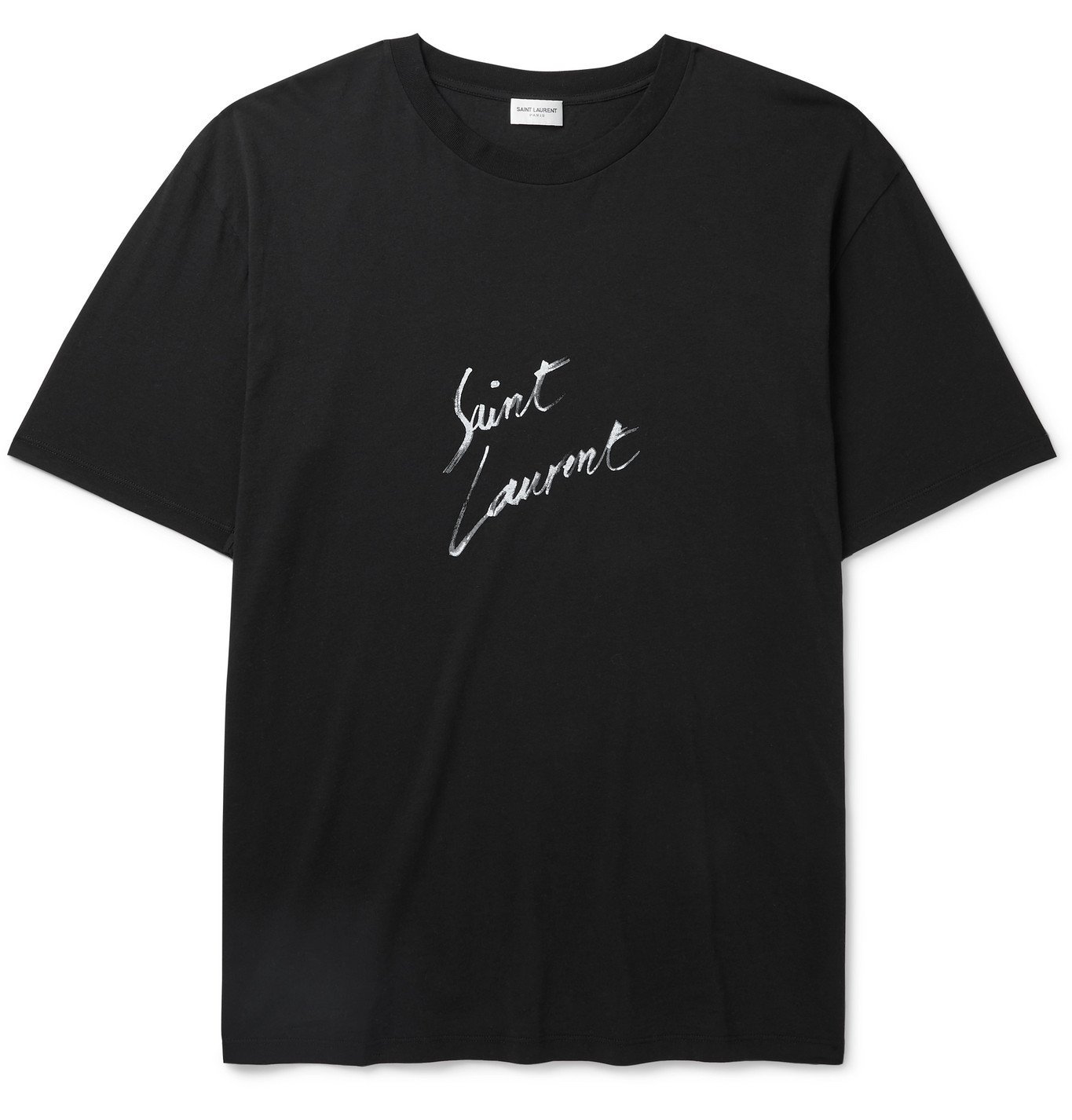 SAINT LAURENT - Logo-Print Cotton-Jersey T-Shirt - Black Saint Laurent