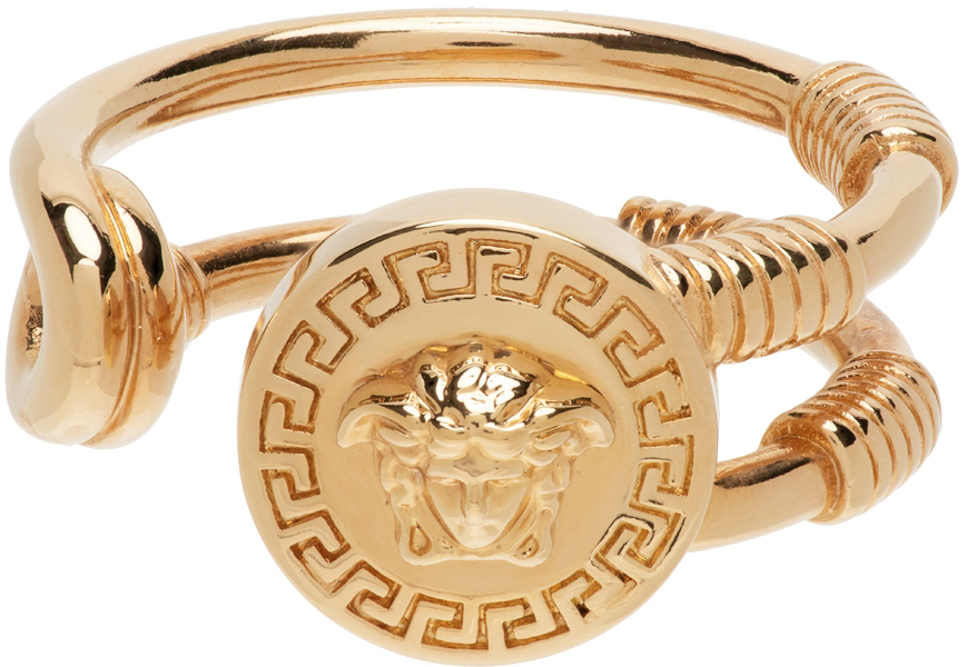 Photo: Versace Gold Medusa Safety Pin Ring