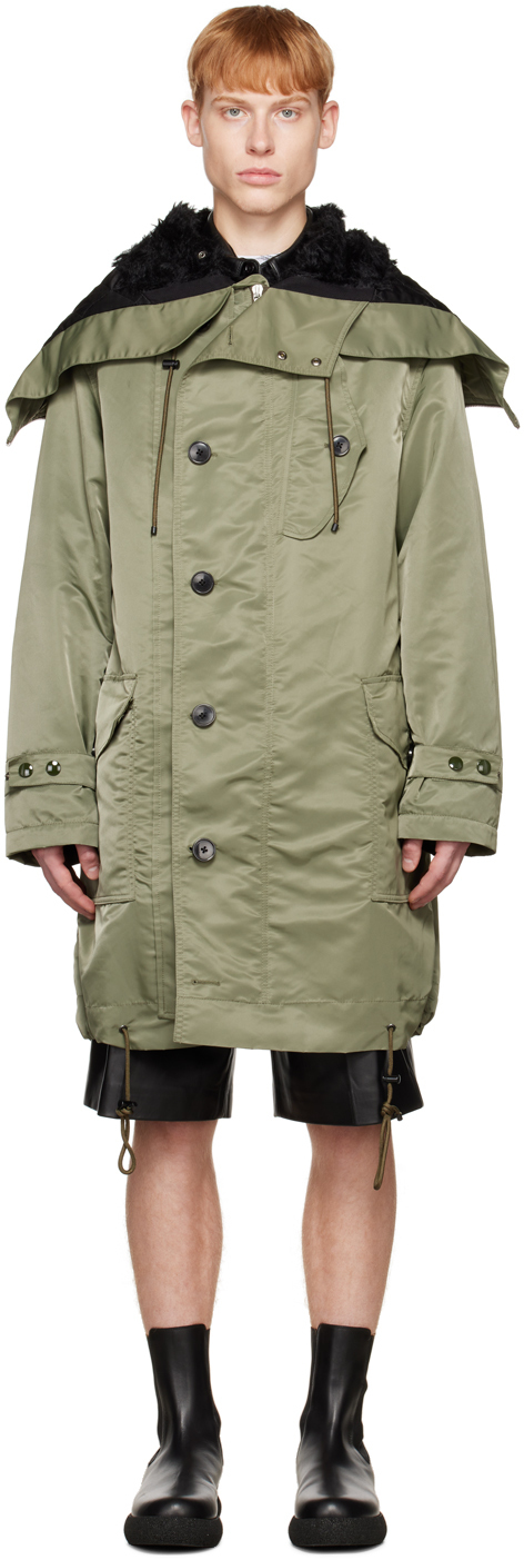 Dries Van Noten Khaki Hooded Coat Dries Van Noten