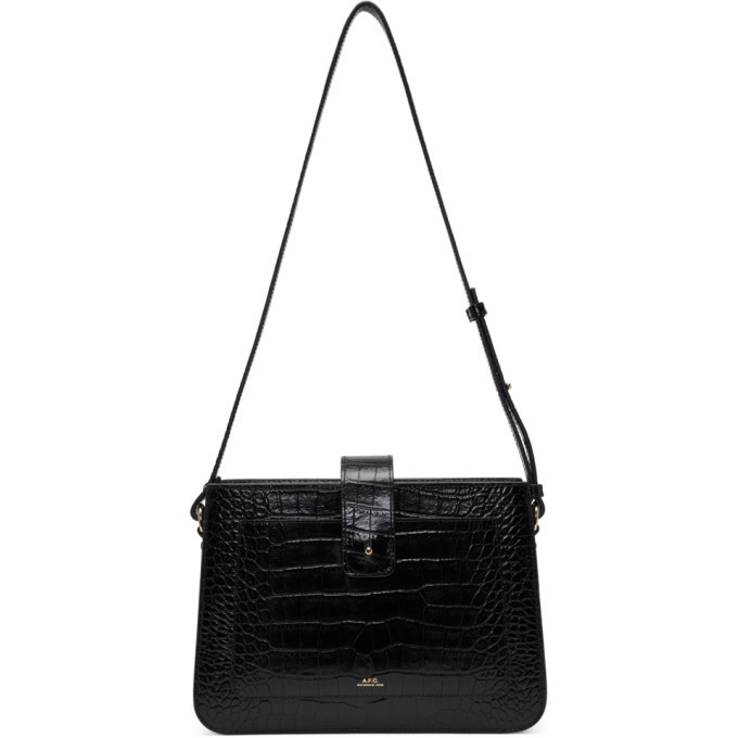 A.P.C. Black Croc Albane Bag A.P.C.