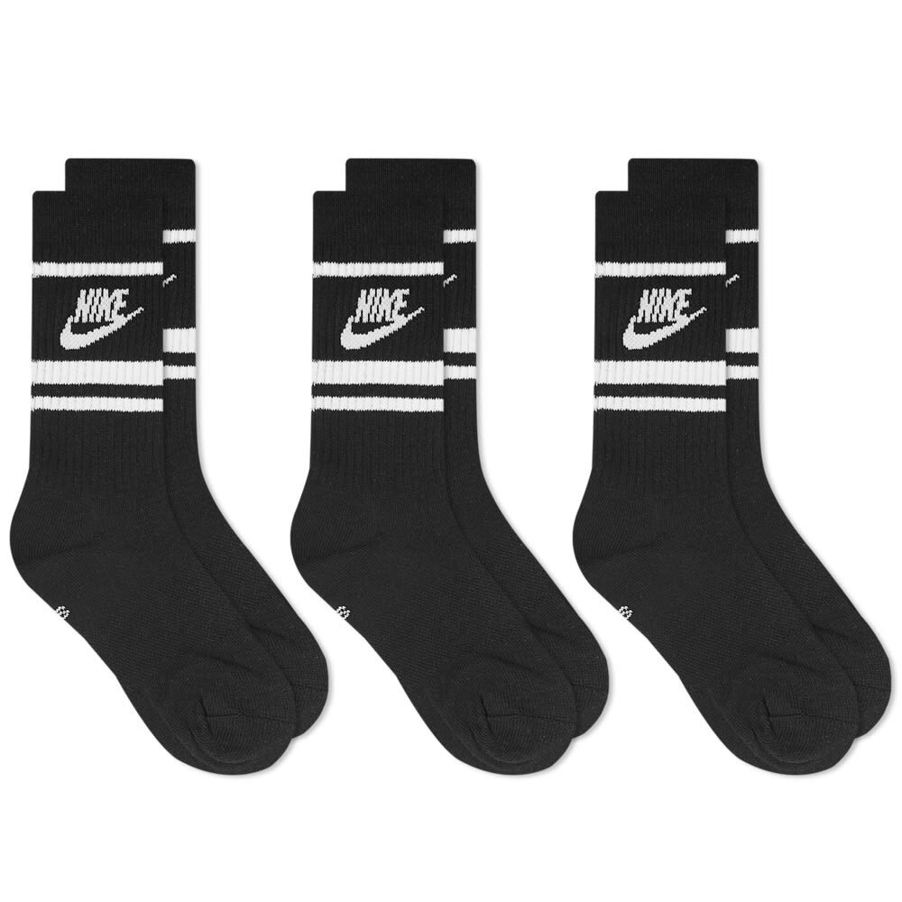 Nike Men's Essential Stripe Sock 3 Pack in Black/White Nike
